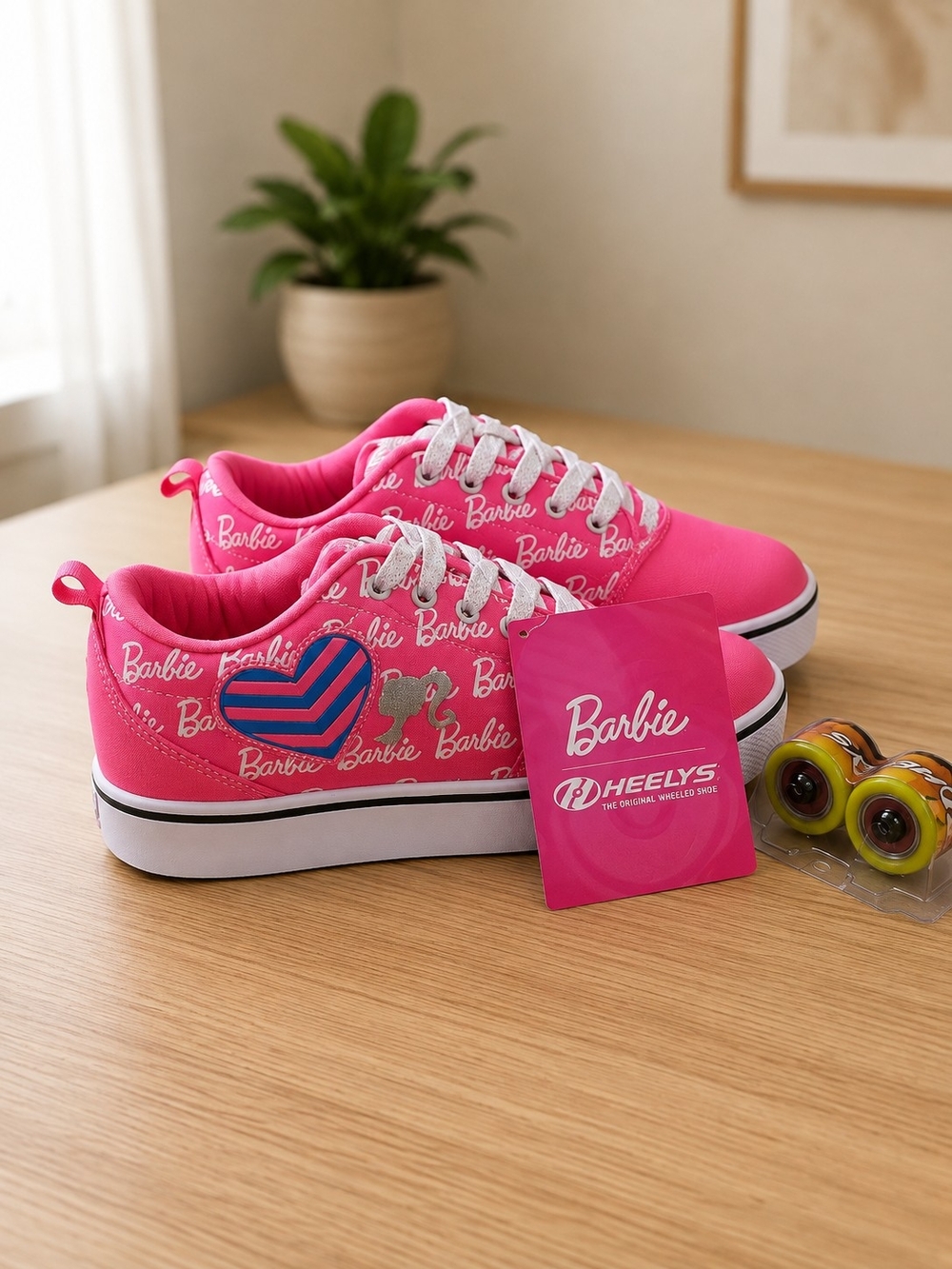 Barbie Pink Lace-Up Heelys Sneakers with White Soles